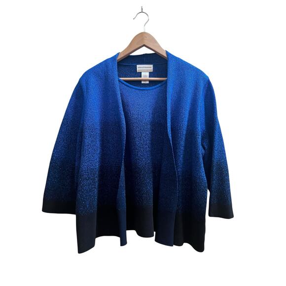 Alfred Dunner Blue Ombré Shimmer 2 For 1 Top Sweater Plus Size 2X Evening - Picture 2 of 12